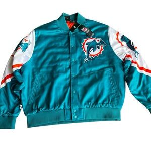 Miami Dolphins Logo Fanimation Chalk Line Jacket New with Tags!